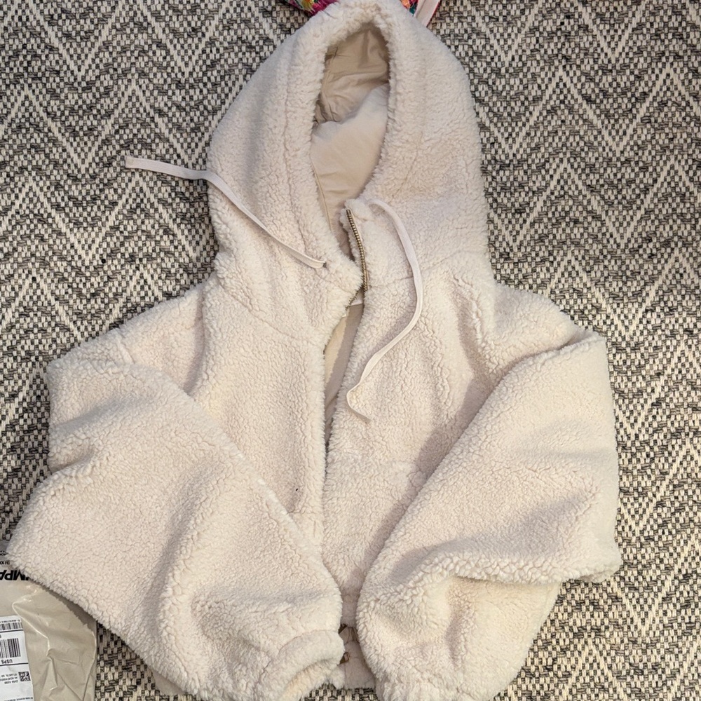 LoveShackFancy Darcelle Sherpa bomber jacket